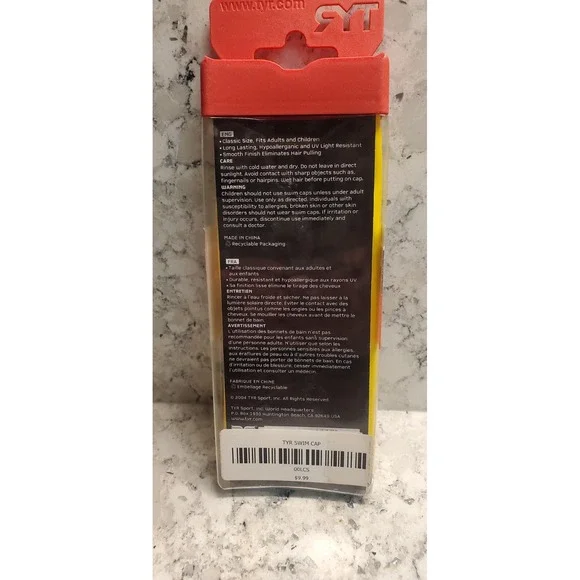 TYR Silicone Swim Cap Yellow Swimming Cap Wrinkle Free Classic Size - Picture 2 of 2